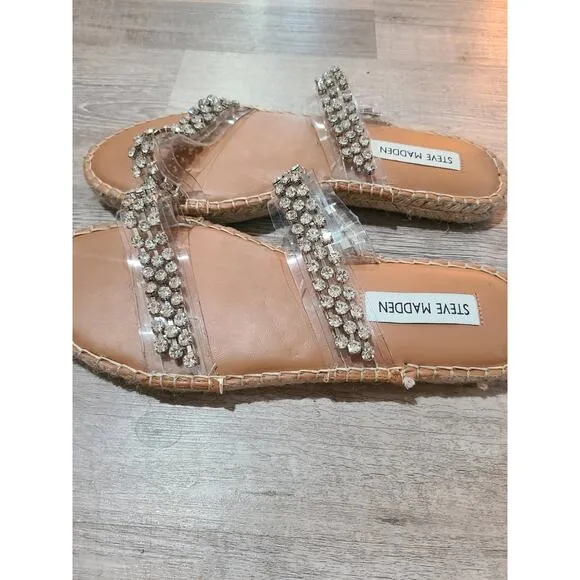 Steve Madden size 8.5 women's Zendaya silver espadrille style sandals