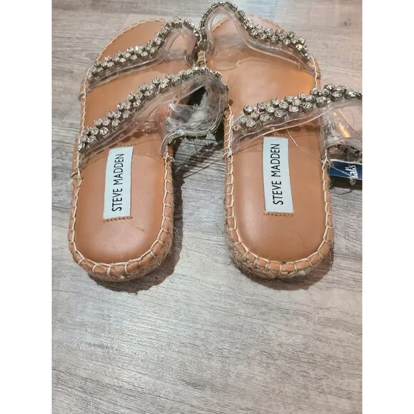 Steve Madden size 8.5 women's Zendaya silver espadrille style sandals