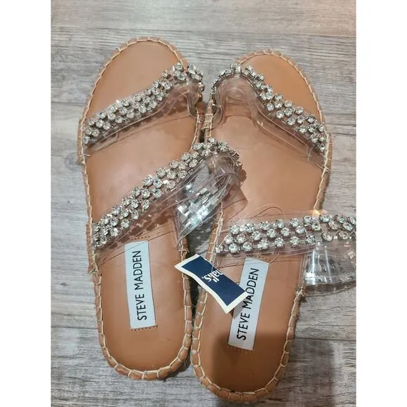 Steve Madden size 8.5 women's Zendaya silver espadrille style sandals