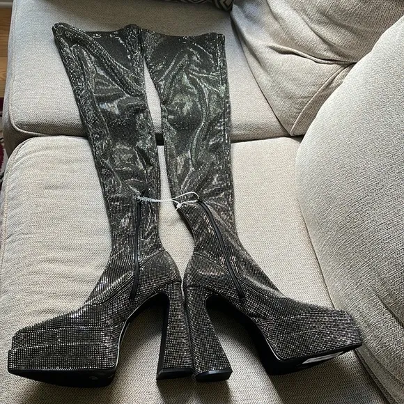 Steve Madden Sultry Rhinestone Over The Knee Platform Boots