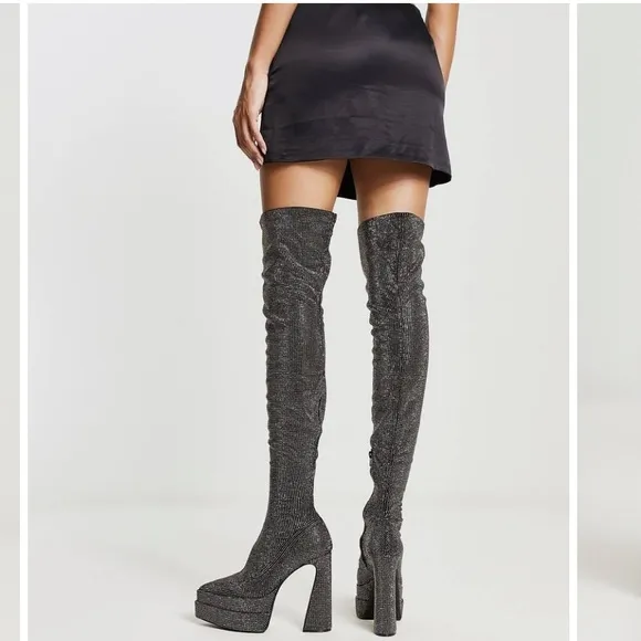 Steve Madden Sultry Rhinestone Over The Knee Platform Boots