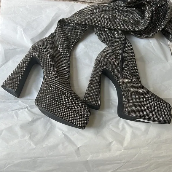 Steve Madden Sultry Rhinestone Over The Knee Platform Boots
