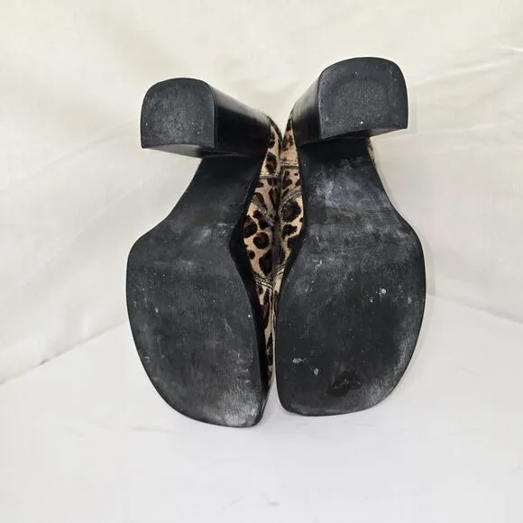 Steve Madden Vintage 90s Y2K Chunky Square Toe  Leather Cheetah Boots Size  7.5B