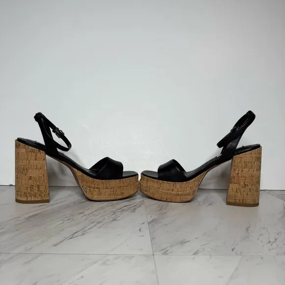 Steve Madden Warped Cork Platform Heeled Sandal 9M