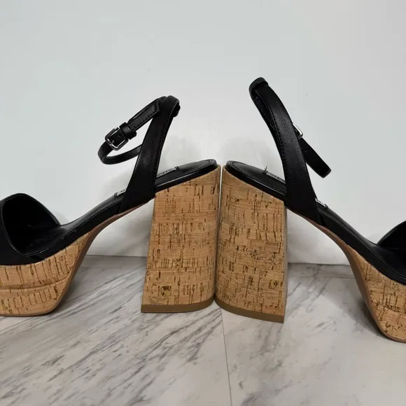 Steve Madden Warped Cork Platform Heeled Sandal 9M