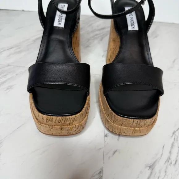 Steve Madden Warped Cork Platform Heeled Sandal 9M