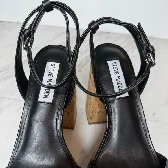 Steve Madden Warped Cork Platform Heeled Sandal 9M