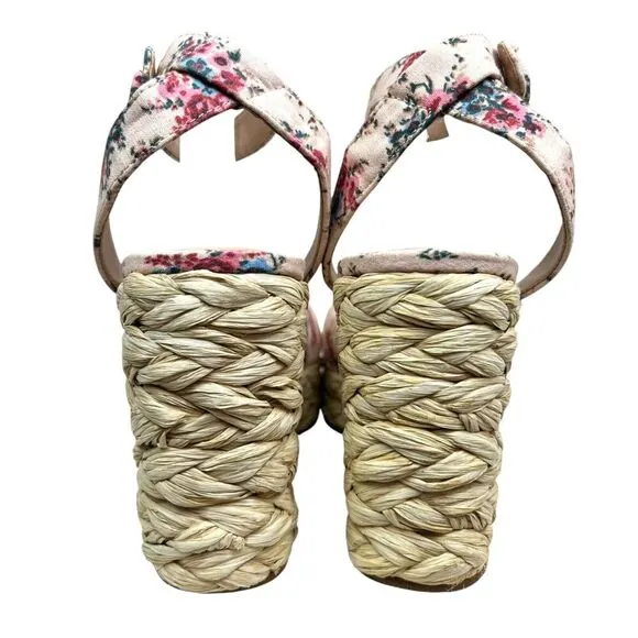 Steve Madden Womens Espadrille Wedge Sandals Poloma Floral Ankle Strap‎ Sz 10M