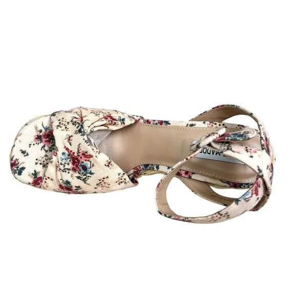 Steve Madden Womens Espadrille Wedge Sandals Poloma Floral Ankle Strap‎ Sz 10M