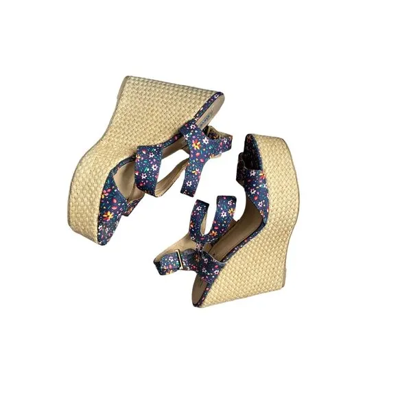 Steve Madden Women's Jenny Floral Espadrille Platform Wedge Sandals Size 7.5