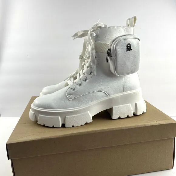 Steve Madden Women's Thora-P Lace up Lug Sole Combat Boot Size 9.5