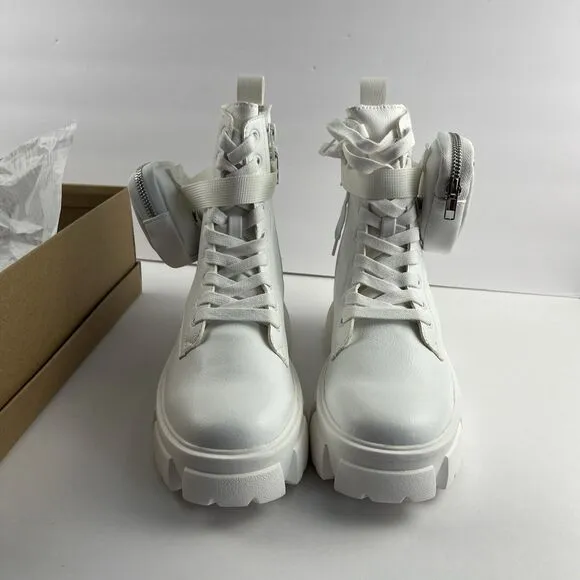Steve Madden Women's Thora-P Lace up Lug Sole Combat Boot Size 9.5