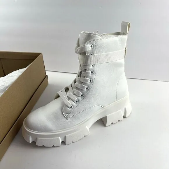 Steve Madden Women's Thora-P Lace up Lug Sole Combat Boot Size 9.5