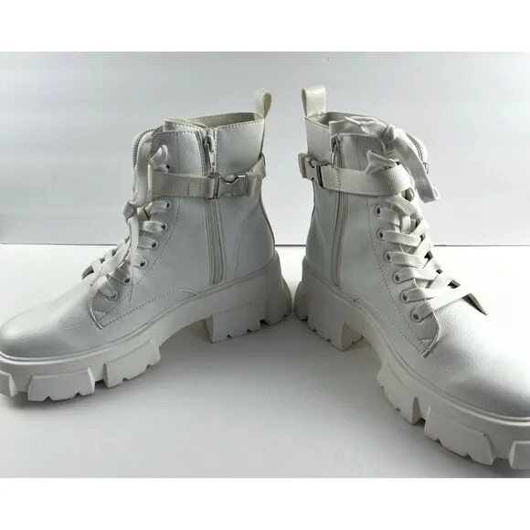 Steve Madden Women's Thora-P Lace up Lug Sole Combat Boot Size 9.5