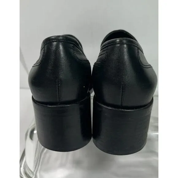 Steve Madden Womens Black Penny Loafer Shoes Block Heel Pointed Toe Size 6