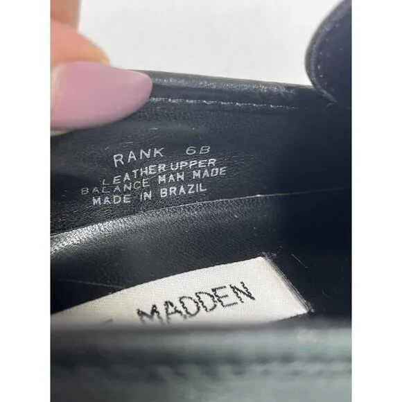 Steve Madden Womens Black Penny Loafer Shoes Block Heel Pointed Toe Size 6