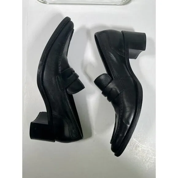 Steve Madden Womens Black Penny Loafer Shoes Block Heel Pointed Toe Size 6