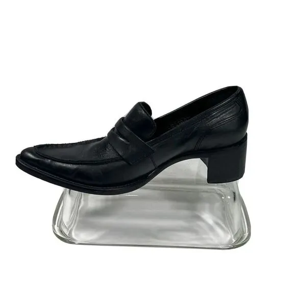 Steve Madden Womens Black Penny Loafer Shoes Block Heel Pointed Toe Size 6