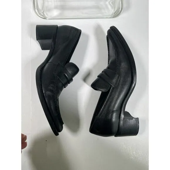 Steve Madden Womens Black Penny Loafer Shoes Block Heel Pointed Toe Size 6