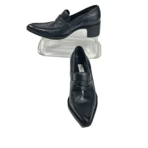 Steve Madden Womens Black Penny Loafer Shoes Block Heel Pointed Toe Size 6