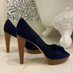 Stuart Weitzman 11M suede platform peep toe pumps - worn once!!!