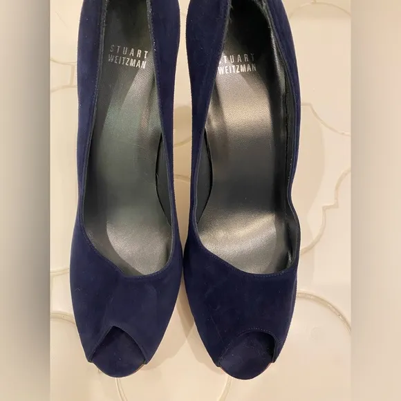 Stuart Weitzman 11M suede platform peep toe pumps - worn once!!!
