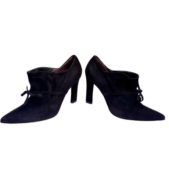 Stuart Weitzman 'Aokhi' Pointed Toe Suede Bootie with 4&quot; Heel, Black, Size 8.5 M