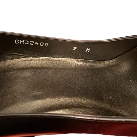 Stuart Weitzman Black Leather Pumps with Silver Accent Block Heel, Size 9