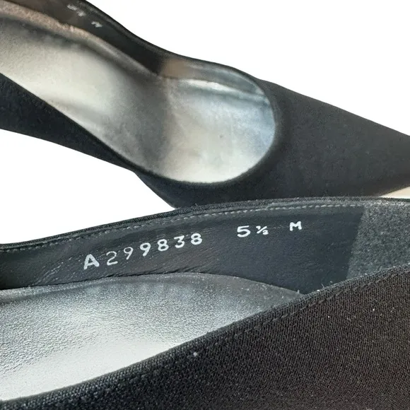 Stuart Weitzman Black Pointy Toe Stiletto Pump Fabric Heels Size 5.5