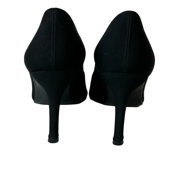 Stuart Weitzman Black Pointy Toe Stiletto Pump Fabric Heels Size 5.5
