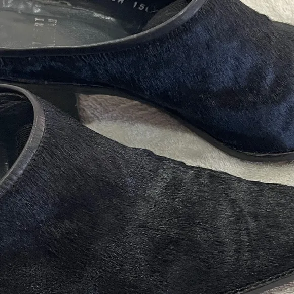 Stuart Weitzman Black Pony Hair Mules Size 7