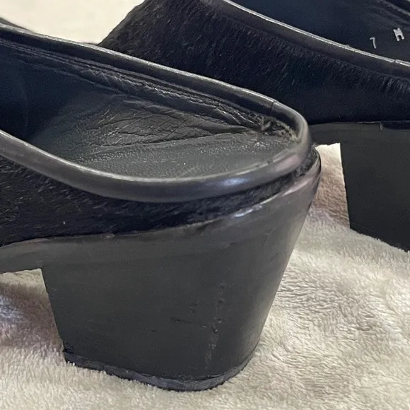 Stuart Weitzman Black Pony Hair Mules Size 7