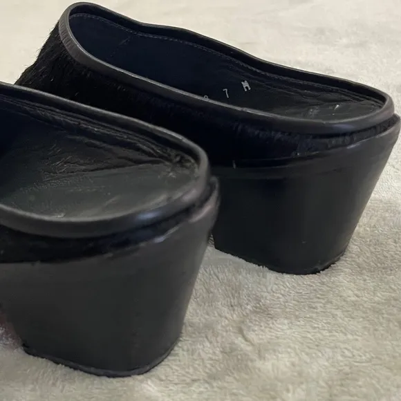 Stuart Weitzman Black Pony Hair Mules Size 7