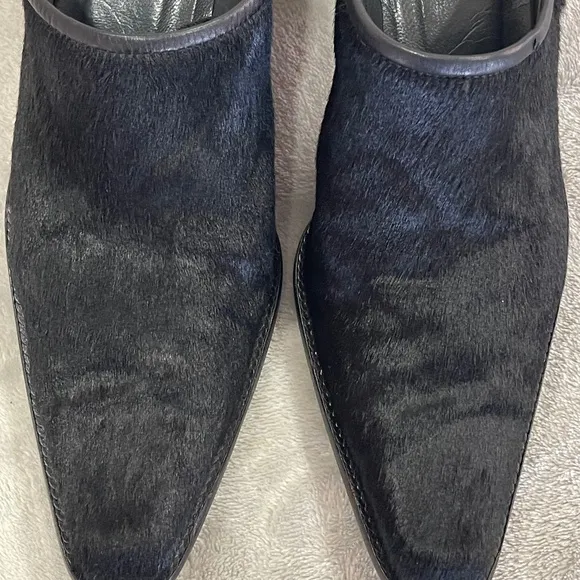Stuart Weitzman Black Pony Hair Mules Size 7