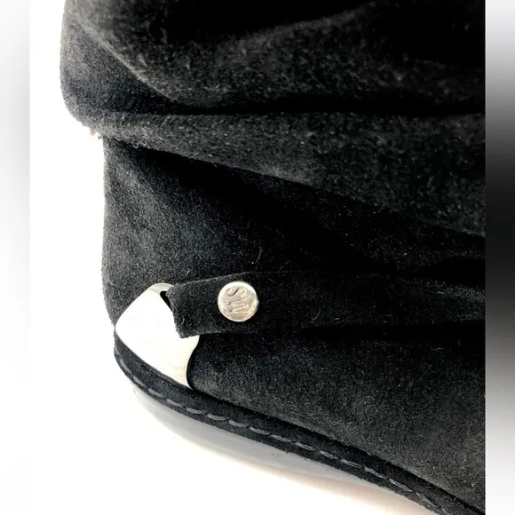 Stuart Weitzman Black Suede Sherpa Ankle Boots