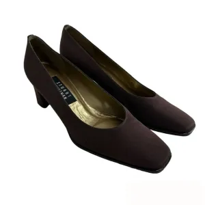 STUART WEITZMAN brown fabric/satin leather classic‎ heel pumps shoe size 8.5 AA
