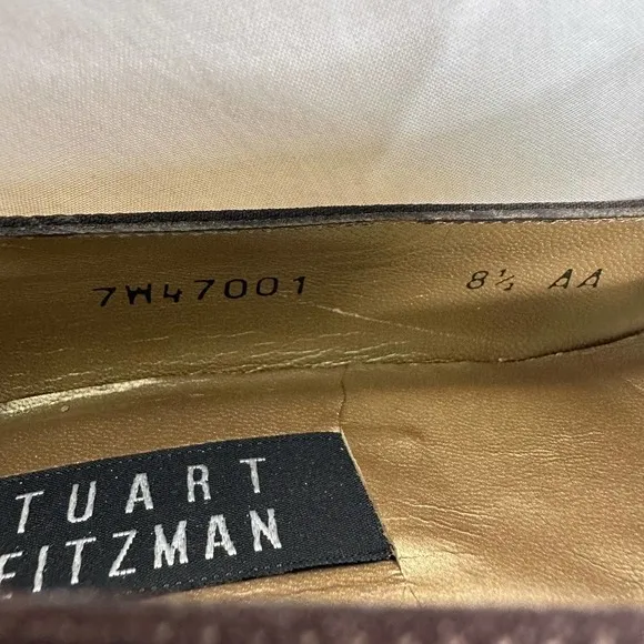 STUART WEITZMAN brown fabric/satin leather classic‎ heel pumps shoe size 8.5 AA