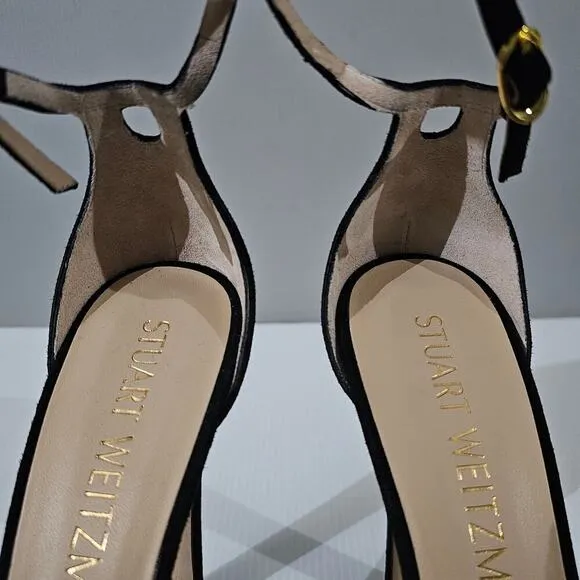 Stuart Weitzman Discoplatform Sandal Stiletto Heel Black Suede Size 10 NWOT