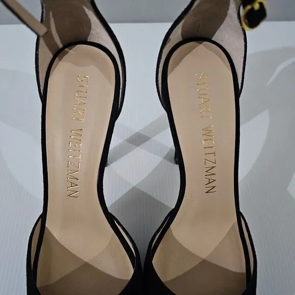 Stuart Weitzman Discoplatform Sandal Stiletto Heel Black Suede Size 10 NWOT