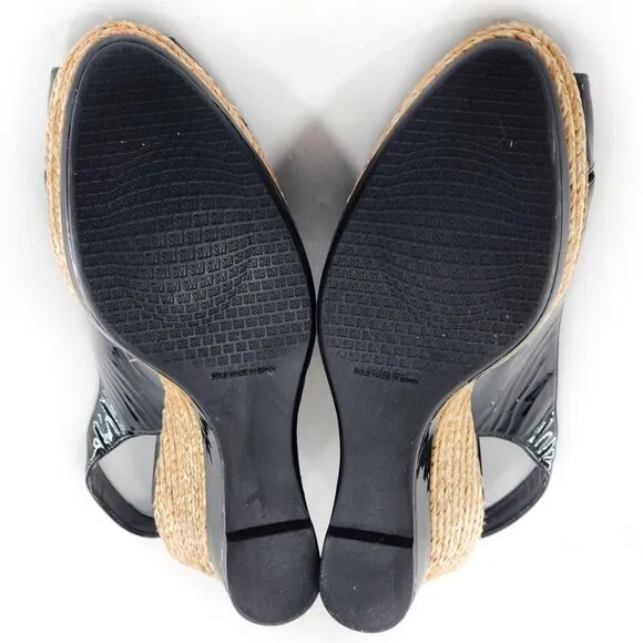STUART WEITZMAN Dolunch Patent Leather Espadrille Wedge Sandals