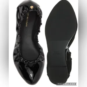 Stuart Weitzman Gabby scrunched patent ballet flat women shoes size 9