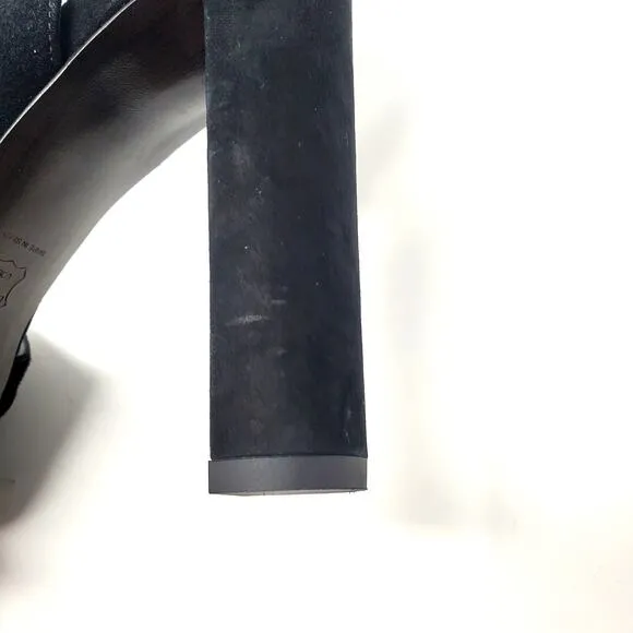 Stuart Weitzman Hijinx Platform Heels Sandals Peep Toe Suede Black Size US 6.5