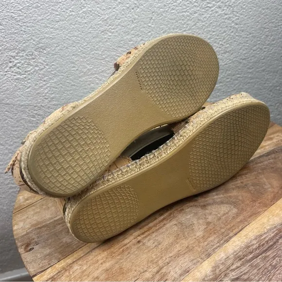 Stuart Weitzman l 7M Designer Perforated Geo Cork Ankle Strap Espadrille Sandals