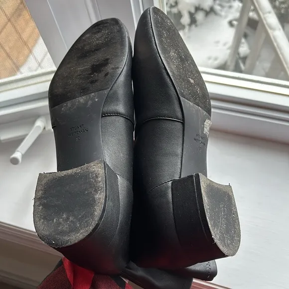 STUART WEITZMAN LADIES BLACK LOW HEEL SLIP ON ANKLE BOOTS-10