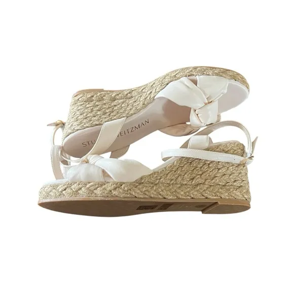 Stuart Weitzman Leather Playa Espadrille  Wedge Knotted Vamp NEW Size 9