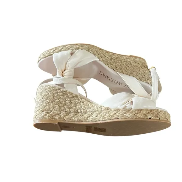 Stuart Weitzman Leather Playa Espadrille  Wedge Knotted Vamp NEW Size 9