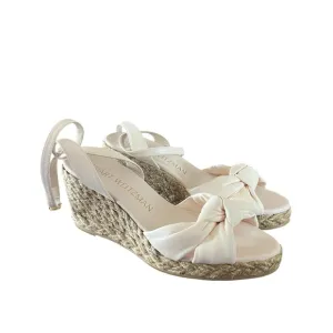 Stuart Weitzman Leather Playa Espadrille  Wedge Knotted Vamp NEW Size 9
