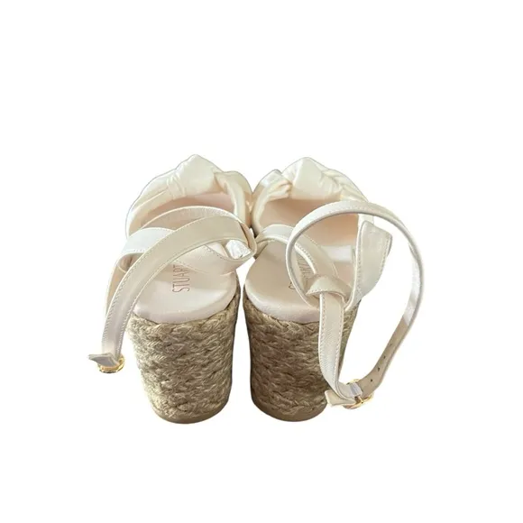 Stuart Weitzman Leather Playa Espadrille  Wedge Knotted Vamp NEW Size 9