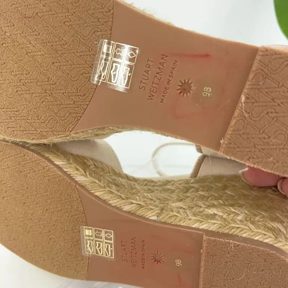 Stuart Weitzman Mirela II Women's Size 9 B Canvas Espadrille Wedge Sandals Ivory