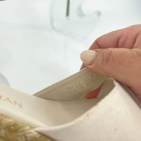 Stuart Weitzman Mirela II Women's Size 9 B Canvas Espadrille Wedge Sandals Ivory